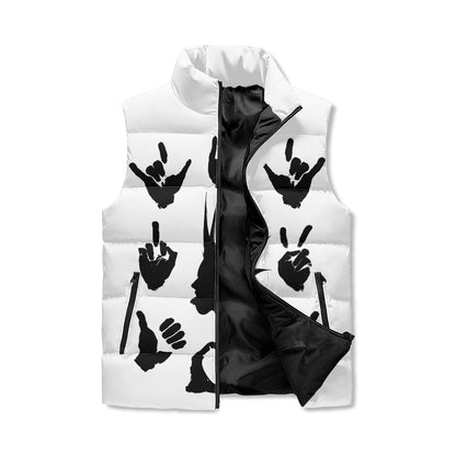 B&W Unapologetic Rebellion Unisex Lightweight Stand Collar Zip Up Puffer Vest