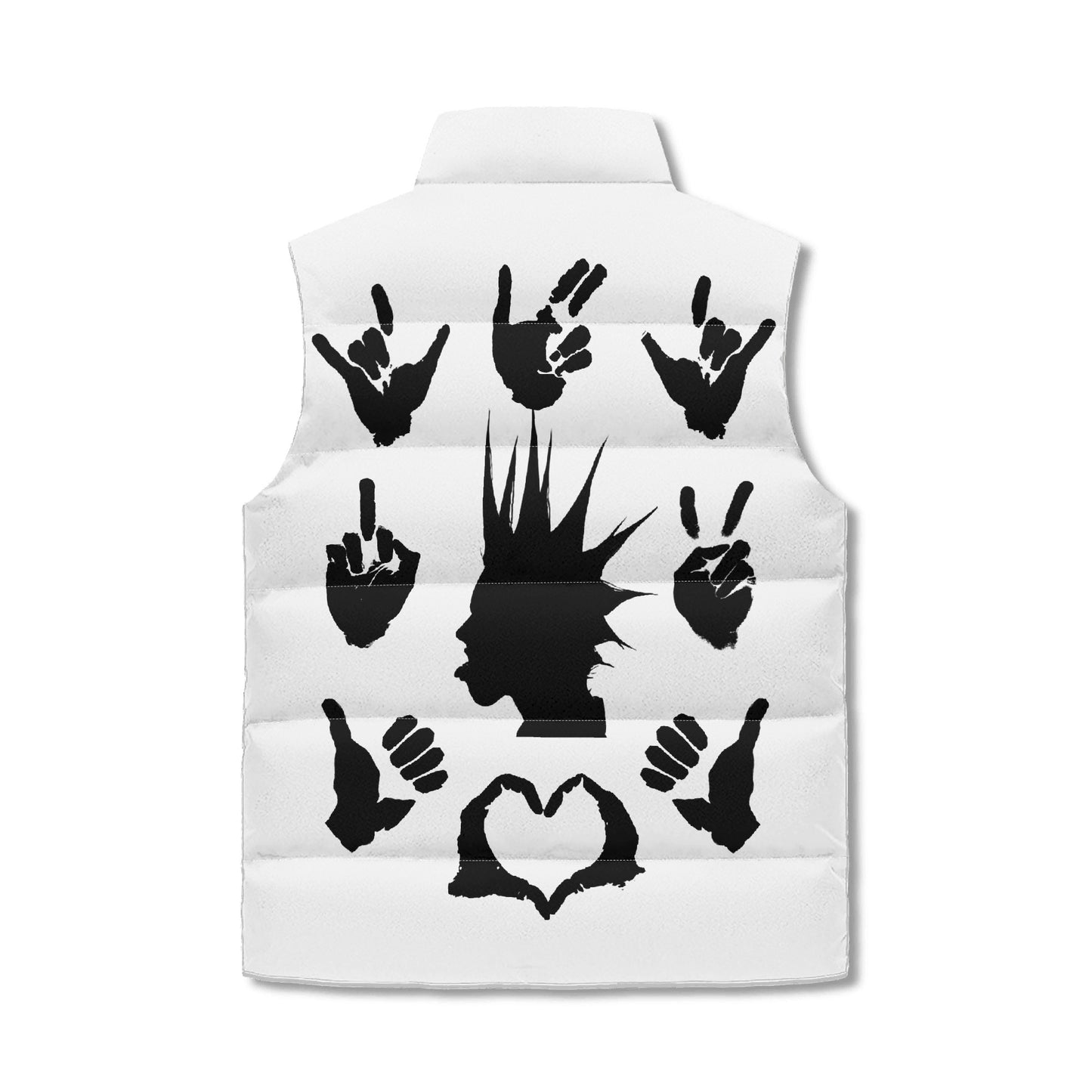 B&W Unapologetic Rebellion Unisex Lightweight Stand Collar Zip Up Puffer Vest