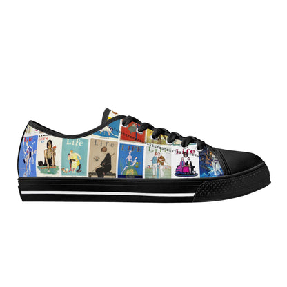 Vintage LIFE Magazine Covers (1924-1929) Womens Low Top Canvas Shoes - Customized Tongue