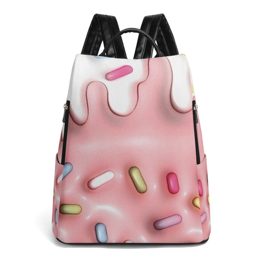 Strawberry Ice Cream with Sprinkles Travel Daypack Anti-theft Backpack