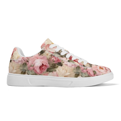 Peachy Petals Adult Lightweight Brand Low Top Leather Skateboard Shoes WIth Personalized Logo /Name