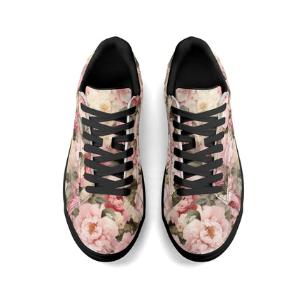 Peachy Petals Adult Lightweight Brand Low Top Leather Skateboard Shoes WIth Personalized Logo /Name