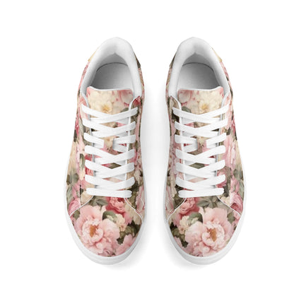 Peachy Petals Adult Lightweight Brand Low Top Leather Skateboard Shoes WIth Personalized Logo /Name