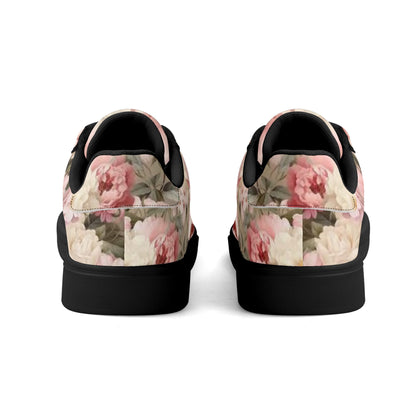 Peachy Petals Adult Lightweight Brand Low Top Leather Skateboard Shoes WIth Personalized Logo /Name