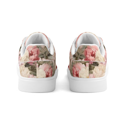 Peachy Petals Adult Lightweight Brand Low Top Leather Skateboard Shoes WIth Personalized Logo /Name