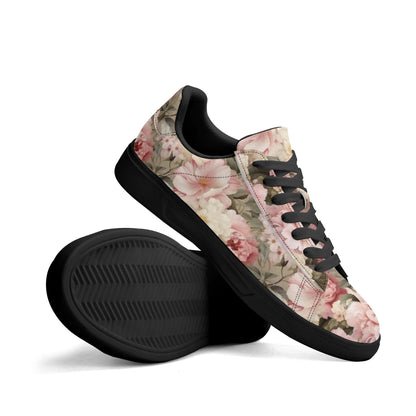 Peachy Petals Adult Lightweight Brand Low Top Leather Skateboard Shoes WIth Personalized Logo /Name