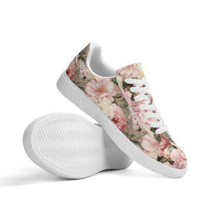 Peachy Petals Adult Lightweight Brand Low Top Leather Skateboard Shoes WIth Personalized Logo /Name