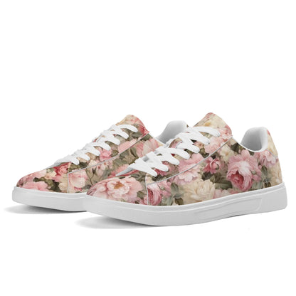 Peachy Petals Adult Lightweight Brand Low Top Leather Skateboard Shoes WIth Personalized Logo /Name