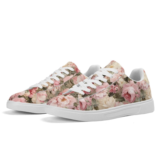 Peachy Petals Adult Lightweight Brand Low Top Leather Skateboard Shoes WIth Personalized Logo /Name