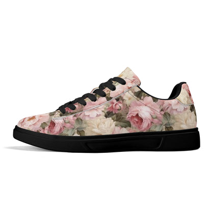 Peachy Petals Adult Lightweight Brand Low Top Leather Skateboard Shoes WIth Personalized Logo /Name