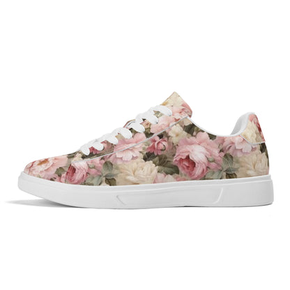 Peachy Petals Adult Lightweight Brand Low Top Leather Skateboard Shoes WIth Personalized Logo /Name
