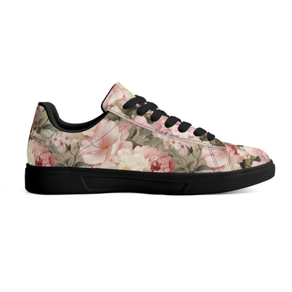 Peachy Petals Adult Lightweight Brand Low Top Leather Skateboard Shoes WIth Personalized Logo /Name