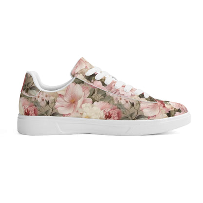 Peachy Petals Adult Lightweight Brand Low Top Leather Skateboard Shoes WIth Personalized Logo /Name