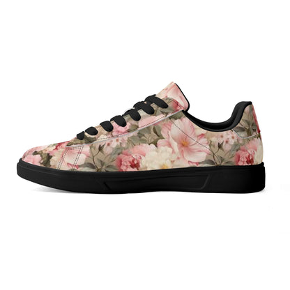Peachy Petals Adult Lightweight Brand Low Top Leather Skateboard Shoes WIth Personalized Logo /Name