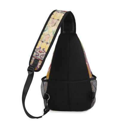 Watercolor Stained Glass design by Alice Cordelia Morse Chest Crossbody Bag with Adjustable Strap