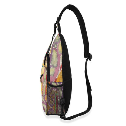 Watercolor Stained Glass design by Alice Cordelia Morse Chest Crossbody Bag with Adjustable Strap
