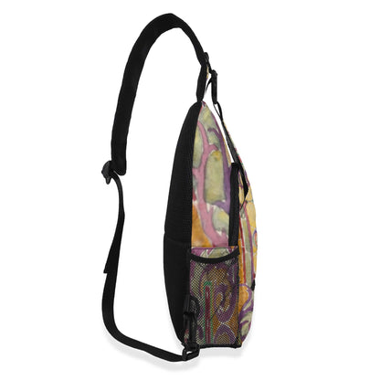 Watercolor Stained Glass design by Alice Cordelia Morse Chest Crossbody Bag with Adjustable Strap