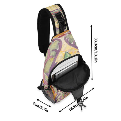 Watercolor Stained Glass design by Alice Cordelia Morse Chest Crossbody Bag with Adjustable Strap