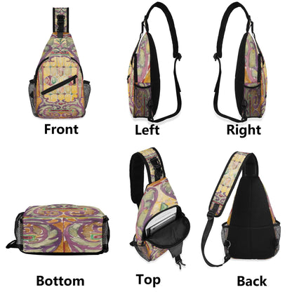 Watercolor Stained Glass design by Alice Cordelia Morse Chest Crossbody Bag with Adjustable Strap