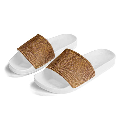 Wicker Weave Womens PVC Black and White House Slides Sandals Bathroom Slippers