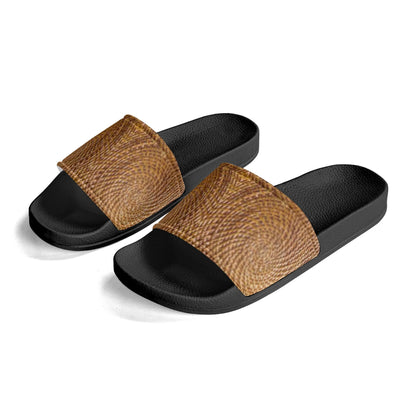 Wicker Weave Womens PVC Black and White House Slides Sandals Bathroom Slippers