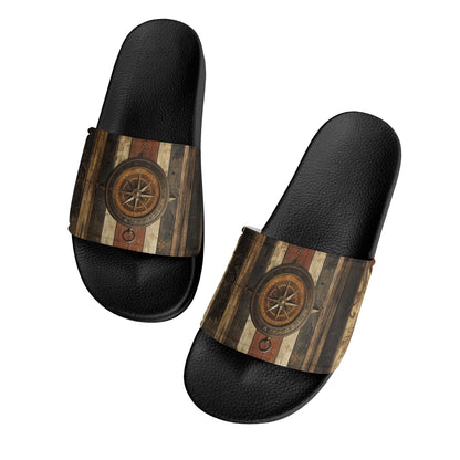 Set your Compass Womens PVC Black and White House Slides Sandals Bathroom Slippers