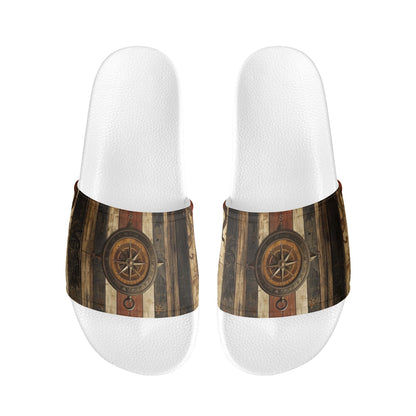 Set your Compass Womens PVC Black and White House Slides Sandals Bathroom Slippers