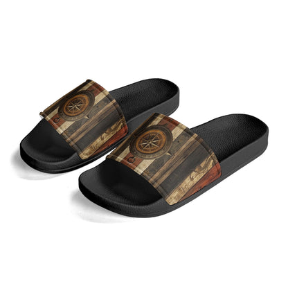 Set your Compass Womens PVC Black and White House Slides Sandals Bathroom Slippers
