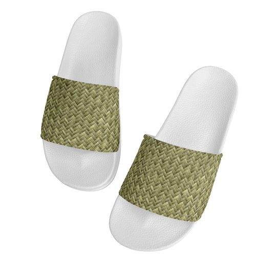 Banana Leaf Weave Womens PVC Black and White House Slides Sandals Bathroom Slippers