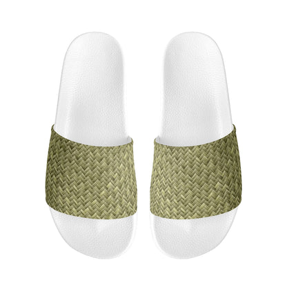 Banana Leaf Weave Womens PVC Black and White House Slides Sandals Bathroom Slippers