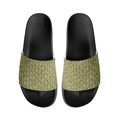 Banana Leaf Weave Womens PVC Black and White House Slides Sandals Bathroom Slippers