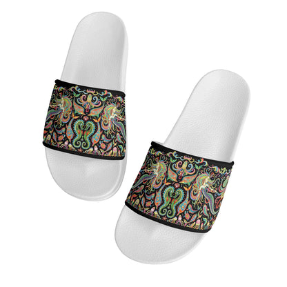 Under the Sea (Colorful) Womens PVC Black and White House Slides Sandals Bathroom Slippers