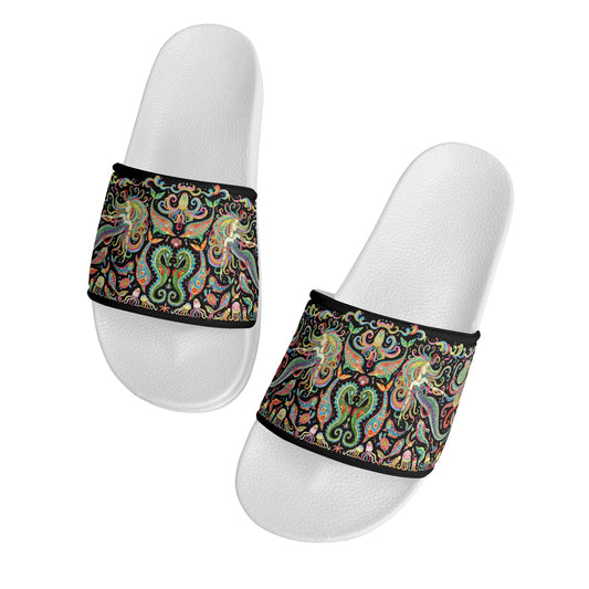 Under the Sea (Colorful) Womens PVC Black and White House Slides Sandals Bathroom Slippers