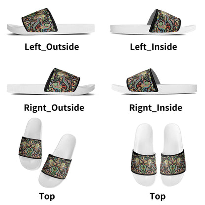 Under the Sea (Colorful) Womens PVC Black and White House Slides Sandals Bathroom Slippers