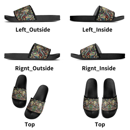 Under the Sea (Colorful) Womens PVC Black and White House Slides Sandals Bathroom Slippers