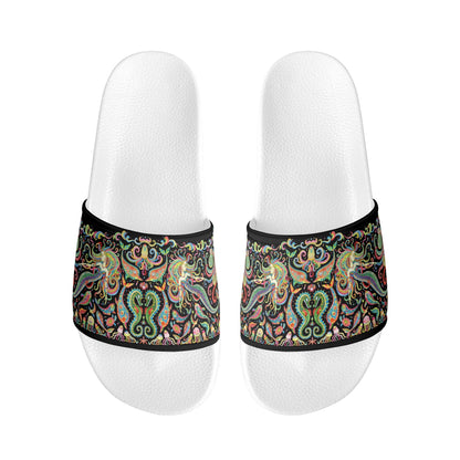Under the Sea (Colorful) Womens PVC Black and White House Slides Sandals Bathroom Slippers