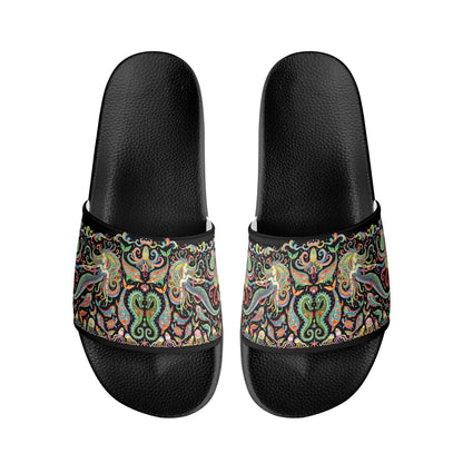 Under the Sea (Colorful) Womens PVC Black and White House Slides Sandals Bathroom Slippers