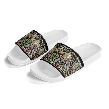 Under the Sea (Colorful) Womens PVC Black and White House Slides Sandals Bathroom Slippers