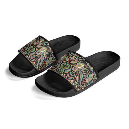 Under the Sea (Colorful) Womens PVC Black and White House Slides Sandals Bathroom Slippers