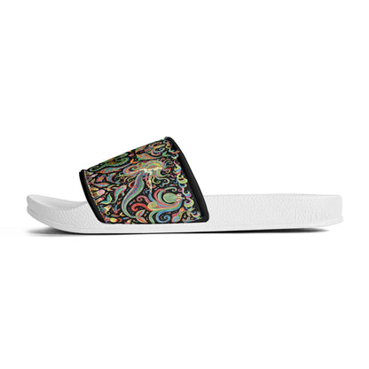 Under the Sea (Colorful) Womens PVC Black and White House Slides Sandals Bathroom Slippers