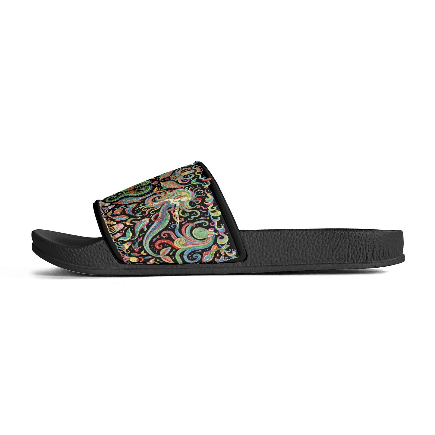 Under the Sea (Colorful) Womens PVC Black and White House Slides Sandals Bathroom Slippers