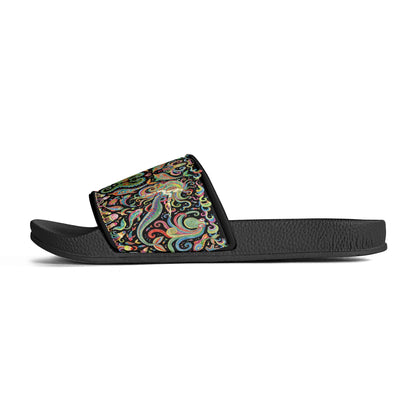 Under the Sea (Colorful) Womens PVC Black and White House Slides Sandals Bathroom Slippers