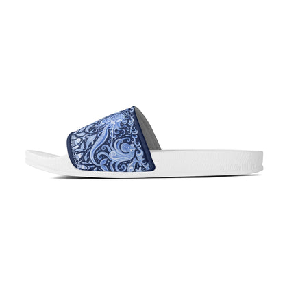 Under the Sea (blue & white) Womens PVC Black and White House Slides Sandals Bathroom Slippers
