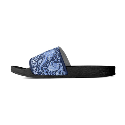 Under the Sea (blue & white) Womens PVC Black and White House Slides Sandals Bathroom Slippers