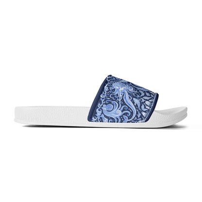 Under the Sea (blue & white) Womens PVC Black and White House Slides Sandals Bathroom Slippers