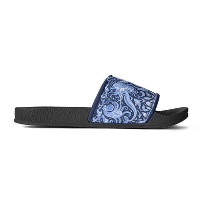 Under the Sea (blue & white) Womens PVC Black and White House Slides Sandals Bathroom Slippers