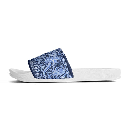 Under the Sea (blue & white) Womens PVC Black and White House Slides Sandals Bathroom Slippers