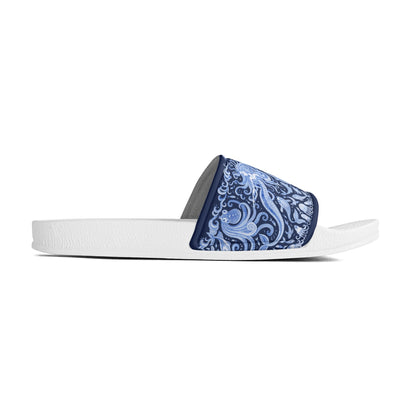 Under the Sea (blue & white) Womens PVC Black and White House Slides Sandals Bathroom Slippers