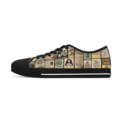 Old Time Remedies Vintage-Inspired Women's Low Top Sneakers with Artistic Print