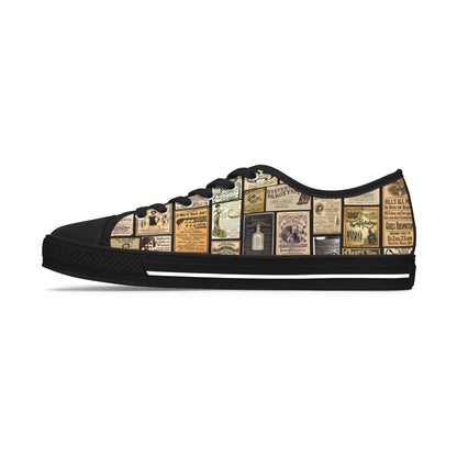 Old Time Remedies Vintage-Inspired Women's Low Top Sneakers with Artistic Print